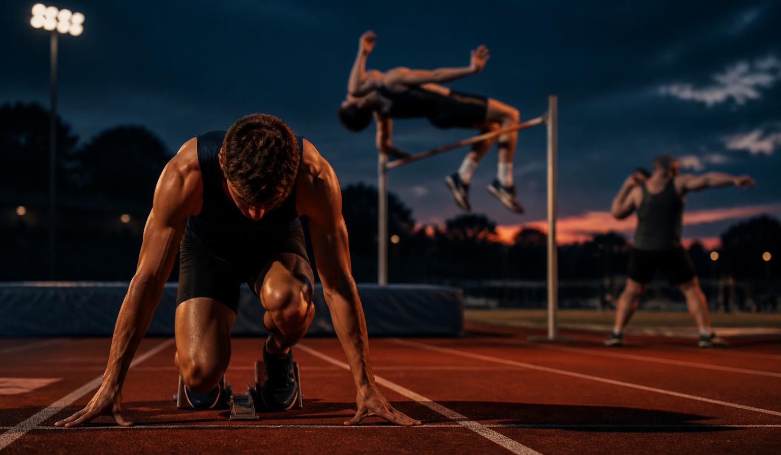 High school track athlete on the line at a meet